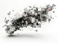 Exploding Gray and White Cubes Abstract 3D Rendering Royalty Free Stock Photo