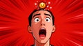 Exploding Head Emoji on Vibrant Red Background Royalty Free Stock Photo