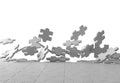 Exploding jigsaw puzzle on white background. Breaking the floor.