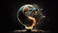 Exploding Lightbulb Illuminates Fragile Earth, Made with Generative AI Royalty Free Stock Photo