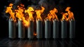 Exploding Lithium Batteries - Dangerous Battery Fire Hazard Warning Royalty Free Stock Photo