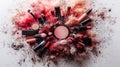 Exploding Makeup Palette Generative AI Royalty Free Stock Photo