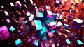 Exploding Minecraft colorful cubes. Minecraft blocks. Minecraft textures and cubes. Minecraft world. Generative AI Royalty Free Stock Photo