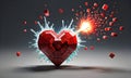 Exploding Minecraft colorful cubes paint and splashes. Heart shape colorful blocks. Generative AI.