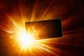 Exploding mobile phone, overheating battery cells, smartphone ba Royalty Free Stock Photo