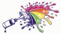 Exploding Paint Can with Rainbow Colors, vector design Generative AI Royalty Free Stock Photo