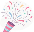 Exploding party popper colorful confetti and streamers isolated on transparent background Royalty Free Stock Photo