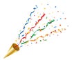 Exploding party popper with confetti and streamer Royalty Free Stock Photo