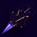 Exploding party popper with confetti and streamer Royalty Free Stock Photo