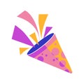 Exploding party popper with confetti vector illustration Royalty Free Stock Photo