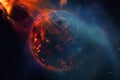 Exploding planet after asteroid impact