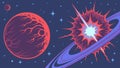 Exploding planet in cosmic space, dramatic celestial event, vector design Generative AI Royalty Free Stock Photo