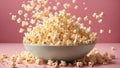 Popcorn in a glass bowl on a pink background Royalty Free Stock Photo