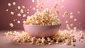 Popcorn in a glass bowl on a pink background Royalty Free Stock Photo