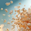 Exploding popcorn kernels creating a dynamic and playful food scene Royalty Free Stock Photo