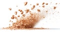 Exploding powder cloud, light brown, isolated on white background Royalty Free Stock Photo