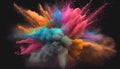 Exploding powder paint colorful