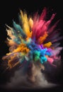 Exploding powder paint colorful