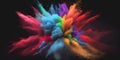 Exploding powder paint colorful