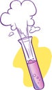 Exploding purple test tube cartoon