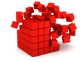 Exploding red boxes Royalty Free Stock Photo