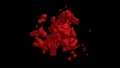 Exploding liquid sphere. Floating blood splatter. 3d render illustration View 2