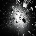 Exploding Shards of Glass Against Dark Background, High-Resolution Visual Royalty Free Stock Photo