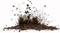 Exploding Soil Debris Flying Isolated White Background Royalty Free Stock Photo