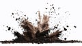 Exploding Soil Debris Flying Isolated White Background Royalty Free Stock Photo