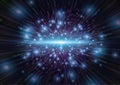 Exploding space with stars background. Big Bang in a galaxy of an unknown universe illustration. Explosion abstract of new energy