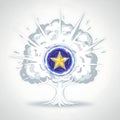 Exploding Star Power: Cartoon Style Achievement Burst with Tree Royalty Free Stock Photo