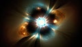Exploding star in space. Supernova, nebula, galaxy. Astronomy, science in deep space. Glowing background.