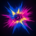 Exploding starburst pattern with sharp, extended spikes, featuring vibrant pink, blue, Royalty Free Stock Photo
