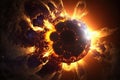 Exploding sun illustration generative ai Royalty Free Stock Photo