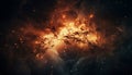 Exploding supernova illuminates mysterious nebula in futuristic star field backdrop generated by AI