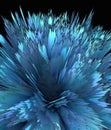 exploding 3D turquoise blue and grey coloured surface