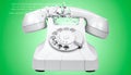 Exploding Vintage Rotary Phone on Green Background Royalty Free Stock Photo