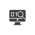 Exploit found with magnifying glass vector icon
