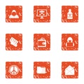 Exploit icons set, grunge style