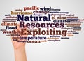 Exploiting Natural Resources word cloud and hand with marker con