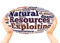 Exploiting Natural Resources word cloud hand sphere concept