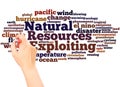 Exploiting Natural Resources word cloud hand writing concept Royalty Free Stock Photo