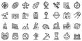 Exploration icons set, outline style