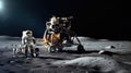 Moon exploration, astronaut and station on the Moon