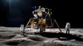 Moon exploration, astronaut and station on the Moon