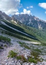 Exploration summer day in the beautiful Carnic Alps, Forni di Sopra, Friuli-Venezia Giulia, Italy Royalty Free Stock Photo