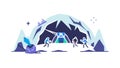 Exploration team inside a glowing crystal cave vector design Generative AI Royalty Free Stock Photo