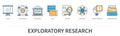 Exploratory research concept with icons in minimal flat line style Royalty Free Stock Photo