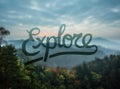 Explore against forest scene vector Royalty Free Stock Photo