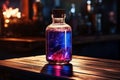 Enchanting witchcraft potion on wooden table, Generative AI